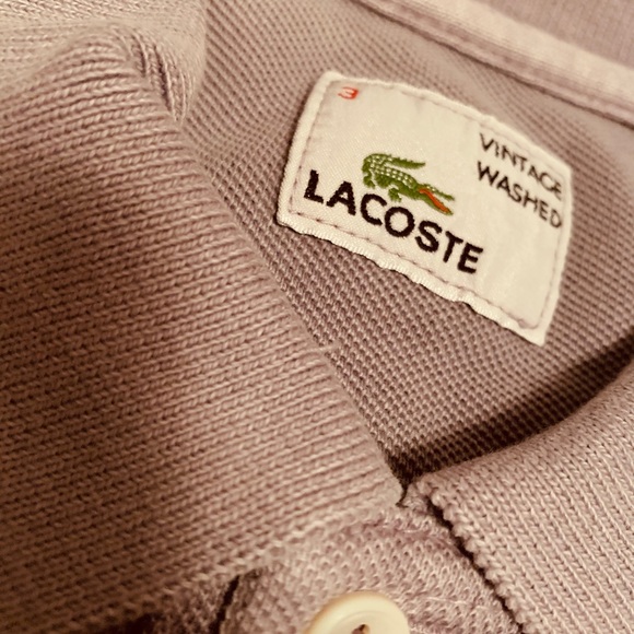 Unique Lacoste Vintage wash purple grey polo shirt - Picture 4 of 5